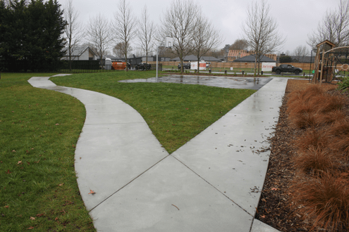Commercial pathways for a subdivision recreation area.
