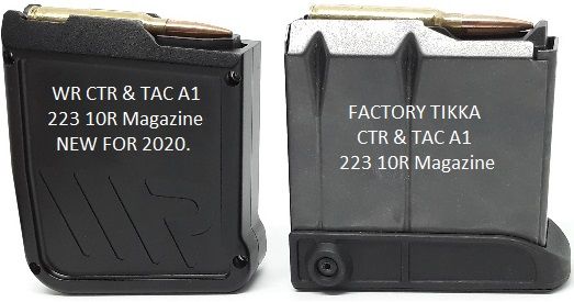 Tikka CTR TAC A1 Waters Rifleman Magazine 223 10 Round Gen 6 size comparison to factory CTR