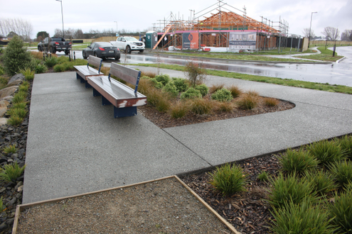Exposed aggegate for a seated rest area.